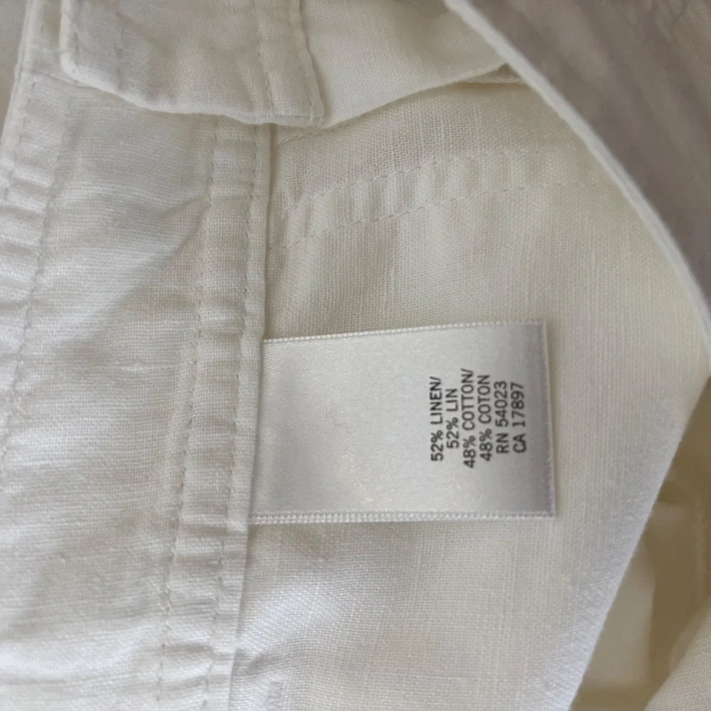Banana Republic Martin Fit White Linen Blend Cropped Cargo‎ Pants Womens 6